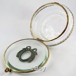 Ancien Boite Bonbonnière Cristal & Bronze baccarat/saint-louis/box/19th/louisXVI