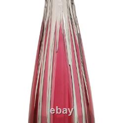 Ancien Carafe A Liqueur Overlay En Cristal Taillé Doublé Rouge Saint Louis