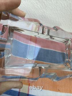 Ancien Cendrier Rectangle Cristal De Baccarat Estampillé Occasion Rayures