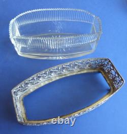 Ancien Centre De Table En Cristal De Baccarat jardinière Monture Argenté tbe