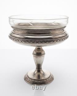 Ancien Centre de Table / Coupe à fruits en Cristal Métal argenté XIXème