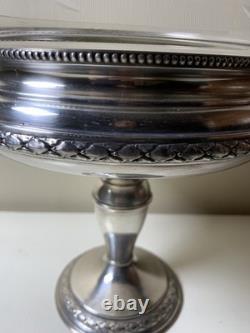 Ancien Centre de Table / Coupe à fruits en Cristal Métal argenté XIXème