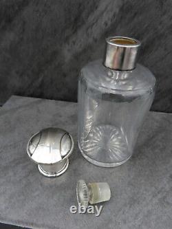 Ancien Christofle Parfum Bouteille Français Art Déco Argent Plaque Verre Cristal