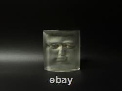 Ancien Cristal pressé de Daum sculpture visage David par Roy Adzak XXe siècle