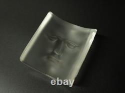 Ancien Cristal pressé de Daum sculpture visage David par Roy Adzak XXe siècle
