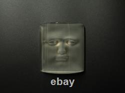 Ancien Cristal pressé de Daum sculpture visage David par Roy Adzak XXe siècle