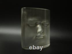 Ancien Cristal pressé de Daum sculpture visage David par Roy Adzak XXe siècle