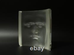 Ancien Cristal pressé de Daum sculpture visage David par Roy Adzak XXe siècle