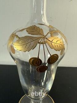 Ancien Flacon Verre Émaillé Dorure, Décor Floral, Era Saint Louis, Baccarat