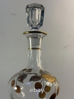 Ancien Flacon Verre Émaillé Dorure, Décor Floral, Era Saint Louis, Baccarat