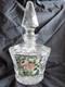 Ancien GRAND FLACON DE PARFUM EN VERRE CRISTAL TRANSPARENT BOHÈME PEINT