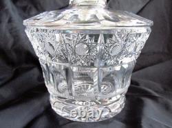 Ancien GRAND FLACON DE PARFUM EN VERRE CRISTAL TRANSPARENT BOHÈME PEINT