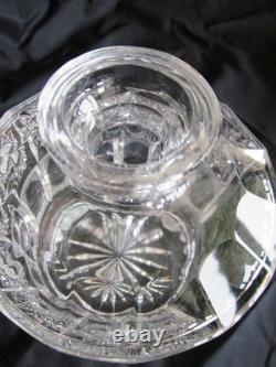 Ancien GRAND FLACON DE PARFUM EN VERRE CRISTAL TRANSPARENT BOHÈME PEINT