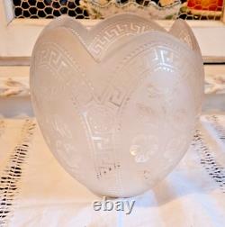 Ancien Globe Suspension Lustre Abat Jour Lampe Petrole En Cristal Taillé Beletat