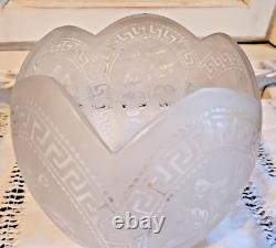 Ancien Globe Suspension Lustre Abat Jour Lampe Petrole En Cristal Taillé Beletat
