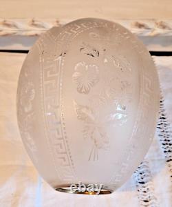 Ancien Globe Suspension Lustre Abat Jour Lampe Petrole En Cristal Taillé Beletat