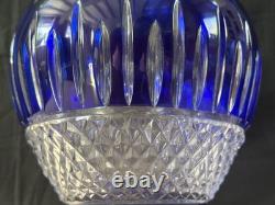 Ancien Grand vase Overlay Bleu Cobalt Cristal de Lorraine Saint Louis 35 Cm