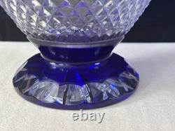 Ancien Grand vase Overlay Bleu Cobalt Cristal de Lorraine Saint Louis 35 Cm