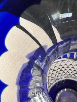 Ancien Grand vase Overlay Bleu Cobalt Cristal de Lorraine Saint Louis 35 Cm