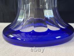 Ancien Grand vase Overlay Bleu Cobalt Cristal de Lorraine Saint Louis 35 Cm