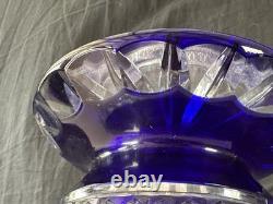 Ancien Grand vase Overlay Bleu Cobalt Cristal de Lorraine Saint Louis 35 Cm