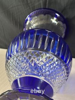 Ancien Grand vase Overlay Bleu Cobalt Cristal de Lorraine Saint Louis 35 Cm