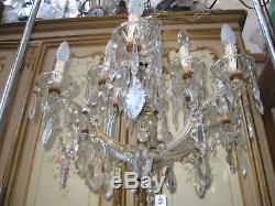 Ancien Lustre Venitien En Verre Et Cristal Style Marie-therese-12 Lampes-n°fl33