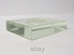 Ancien Parallélépipède de cristal taillé dépoli poisson décor marin Art-Déco XXe