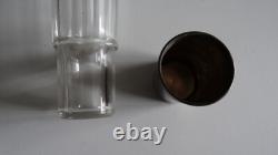 Ancien Petit Flacon A Alcool(melisse) Avec Son Petit Gobelet Cristal Et Argent
