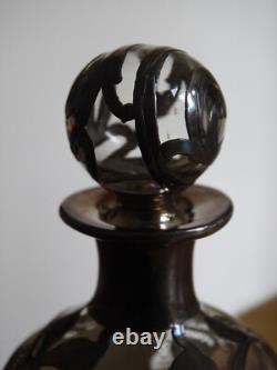 Ancien Petit Flacon Cristal Et Monture Argent Massif Style Art Nouveau