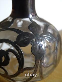 Ancien Petit Flacon Cristal Et Monture Argent Massif Style Art Nouveau