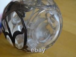 Ancien Petit Flacon Cristal Et Monture Argent Massif Style Art Nouveau