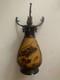 Ancien Pied De Lampe Decor D'orchidees Pate De Verre Multi-couches Signee Galle