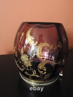 Ancien Pot A Biscuits Seau Box Boite Verre Cristal Metal Argente Wmf Authentique