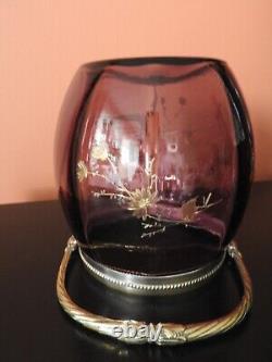 Ancien Pot A Biscuits Seau Box Boite Verre Cristal Metal Argente Wmf Authentique