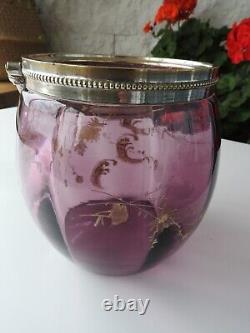 Ancien Pot A Biscuits Seau Box Boite Verre Cristal Metal Argente Wmf Authentique