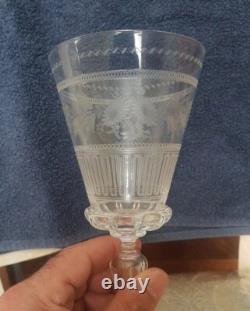Ancien Rare Verre cristal XIX ème décor floral monogramme non baccarat