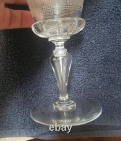 Ancien Rare Verre cristal XIX ème décor floral monogramme non baccarat