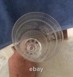 Ancien Rare Verre cristal XIX ème décor floral monogramme non baccarat