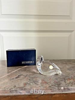 Ancien Sculpture Cristal Val Saint Lambert Otarie Canard Animaux Hussein 1 1994