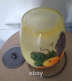 Ancien Seau À Biscuits Verre Émaillé Signé JEM Production Legras Art Nouveau