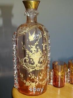 Ancien Service A Liqueur Cristal Decor Or Art Nouveau Dans Le Gout De St Louis
