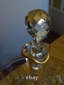 Ancien Service A Liqueur Cristal Style Baccarat Modele Decor Florale A L'or Fin