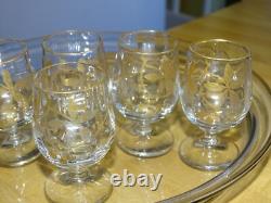 Ancien Service A Liqueur Cristal Style Baccarat Modele Decor Florale A L'or Fin