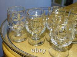 Ancien Service A Liqueur Cristal Style Baccarat Modele Decor Florale A L'or Fin