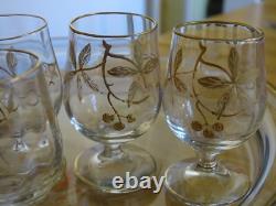 Ancien Service A Liqueur Cristal Style Baccarat Modele Decor Florale A L'or Fin