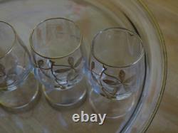 Ancien Service A Liqueur Cristal Style Baccarat Modele Decor Florale A L'or Fin