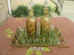 Ancien Service A Liqueur Emaille 13 Pieces Boheme, Georges Sande, Galle