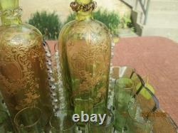 Ancien Service A Liqueur Emaille 13 Pieces Boheme, Georges Sande, Galle