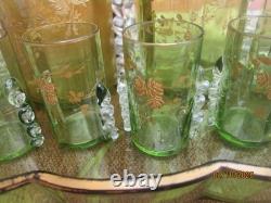 Ancien Service A Liqueur Emaille 13 Pieces Boheme, Georges Sande, Galle